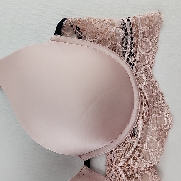 ⭐️2/ $40⭐️ La SENZA So Free Underwire Light Pink Lace Black Trim Padded Sz 34B - Picture 9 of 15
